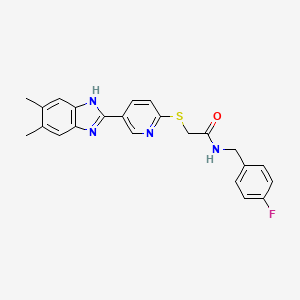 molecular formula C23H21FN4OS B13701117 2-[[5-(5,6-Dimethyl-2-benzimidazolyl)-2-pyridyl]thio]-N-(4-fluorobenzyl)acetamide 