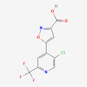 molecular formula C10H4ClF3N2O3 B13701123 5-(5-Chloro-2-(trifluoromethyl)pyridin-4-yl)isoxazole-3-carboxylic acid 