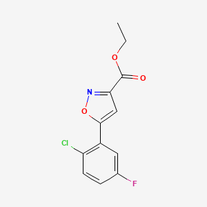 molecular formula C12H9ClFNO3 B13701278 Ethyl 5-(2-Chloro-5-fluorophenyl)isoxazole-3-carboxylate 