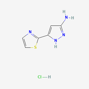 molecular formula C6H7ClN4S B13701294 3-Amino-5-(2-thiazolyl)-1H-pyrazole Hydrochloride 