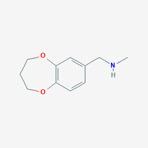molecular formula C11H15NO2 B1370132 1-(3,4-dihydro-2H-benzo[b][1,4]dioxepin-7-yl)-N-methylmethanamine 