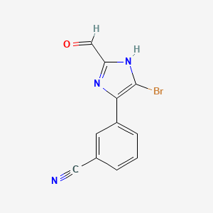 molecular formula C11H6BrN3O B13701326 3-(5-Bromo-2-formyl-4-imidazolyl)benzonitrile 