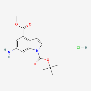 molecular formula C15H19ClN2O4 B13701345 Methyl 1-Boc-6-aminoindole-4-carboxylate Hydrochloride 