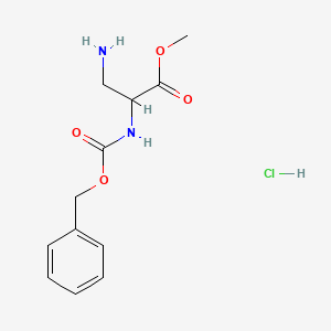 molecular formula C12H17ClN2O4 B1370162 (R)-Methyl 3-amino-2-(((benzyloxy)carbonyl)amino)propanoate hydrochloride 