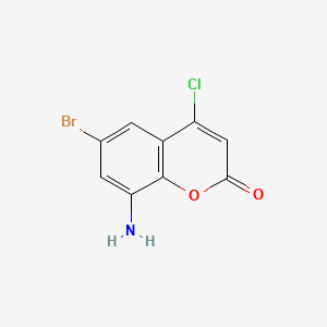 molecular formula C9H5BrClNO2 B13701642 8-Amino-6-bromo-4-chlorocoumarin 