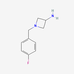 molecular formula C10H13FN2 B1370179 1-[(4-Fluorophenyl)methyl]azetidin-3-amine 