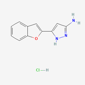 molecular formula C11H10ClN3O B13701890 3-Amino-5-(2-benzofuryl)-1H-pyrazole Hydrochloride 