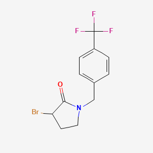 molecular formula C12H11BrF3NO B1370196 3-Bromo-1-(4-(trifluoromethyl)benzyl)pyrrolidin-2-one 