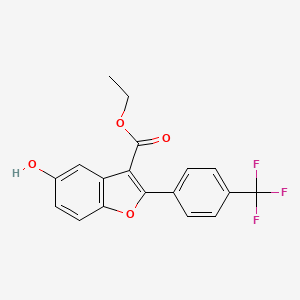 molecular formula C18H13F3O4 B13702035 Ethyl 5-Hydroxy-2-[4-(trifluoromethyl)phenyl]benzofuran-3-carboxylate 