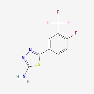 molecular formula C9H5F4N3S B13702040 2-Amino-5-[4-fluoro-3-(trifluoromethyl)phenyl]-1,3,4-thiadiazole 