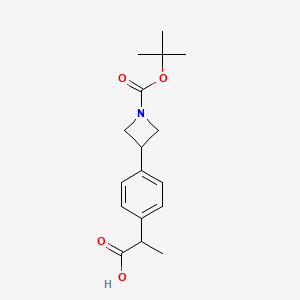 molecular formula C17H23NO4 B13702057 2-[4-(1-Boc-3-azetidinyl)phenyl]propanoic Acid 