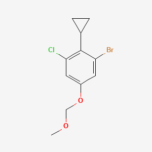 molecular formula C11H12BrClO2 B13702120 1-Bromo-3-chloro-2-cyclopropyl-5-(methoxymethoxy)benzene 