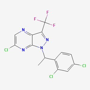 molecular formula C14H8Cl3F3N4 B13702208 (R)-6-Chloro-1-[1-(2,4-dichlorophenyl)ethyl]-3-(trifluoromethyl)-1H-pyrazolo[3,4-b]pyrazine 