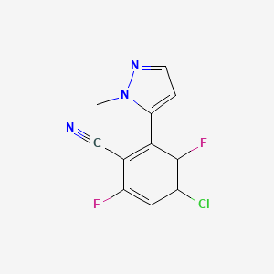 molecular formula C11H6ClF2N3 B13702231 4-Chloro-3,6-difluoro-2-(1-methyl-5-pyrazolyl)benzonitrile 