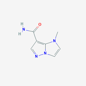 molecular formula C7H8N4O B1370236 1-methyl-1H-imidazo[1,2-b]pyrazole-7-carboxamide 