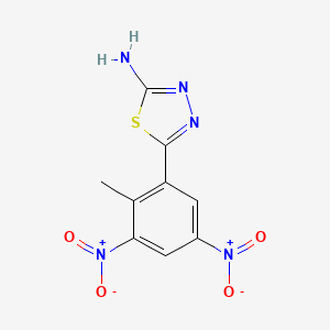 molecular formula C9H7N5O4S B13702447 5-(2-Methyl-3,5-dinitrophenyl)-1,3,4-thiadiazol-2-amine 