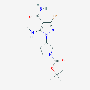 tert-Butyl 3-(3-bromo-4-carbamoyl-5-(methylamino)-1H-pyrazol-1-yl)pyrrolidine-1-carboxylate