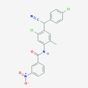 molecular formula C22H15Cl2N3O3 B13702791 N-(5-chloro-4-((4-chlorophenyl)(cyano)methyl)-2-methylphenyl)-3-nitrobenzamide 