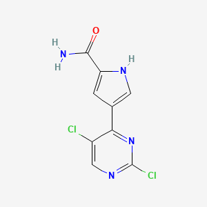 molecular formula C9H6Cl2N4O B13702823 4-(2,5-Dichloro-4-pyrimidinyl)-1H-pyrrole-2-carboxamide 