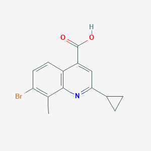 molecular formula C14H12BrNO2 B13702825 7-Bromo-2-cyclopropyl-8-methylquinoline-4-carboxylic Acid 