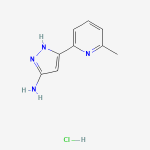 molecular formula C9H11ClN4 B13702994 3-Amino-5-(6-methyl-2-pyridyl)pyrazole Hydrochloride 