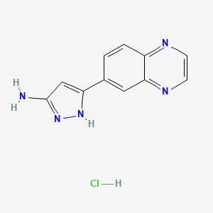 molecular formula C11H10ClN5 B13703145 3-Amino-5-(6-quinoxalinyl)pyrazole Hydrochloride 