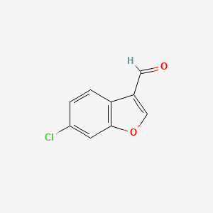 molecular formula C9H5ClO2 B13703149 6-Chlorobenzofuran-3-carbaldehyde 