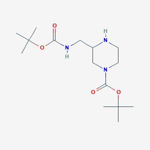 molecular formula C15H29N3O4 B13703309 N-Boc-1-(4-Boc-2-piperazinyl)methanamine 