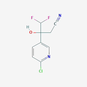 molecular formula C9H7ClF2N2O B13703407 3-(6-Chloro-3-pyridyl)-4,4-difluoro-3-hydroxybutanenitrile 