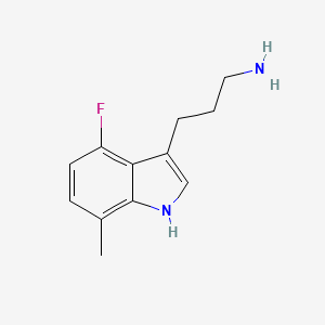 molecular formula C12H15FN2 B13703517 3-(4-Fluoro-7-methyl-3-indolyl)-1-propanamine 