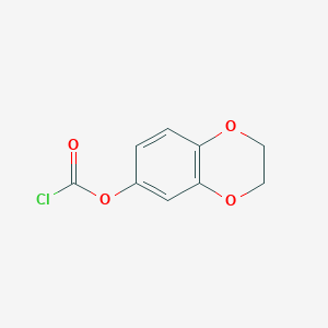 molecular formula C9H7ClO4 B13703954 2,3-Dihydrobenzo[b][1,4]dioxin-6-yl Chloroformate 