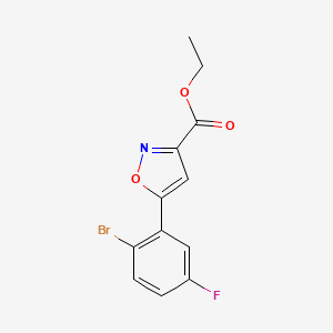 molecular formula C12H9BrFNO3 B13704044 Ethyl 5-(2-Bromo-5-fluorophenyl)isoxazole-3-carboxylate 