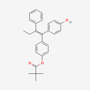 molecular formula C27H28O3 B13704049 (E)-4-[1-(4-Hydroxyphenyl)-2-phenyl-1-buten-1-yl]phenyl Pivalate 