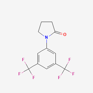 molecular formula C12H9F6NO B13704391 1-[3,5-Bis(trifluoromethyl)phenyl]-2-pyrrolidinone 