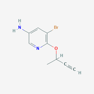 molecular formula C9H9BrN2O B13704546 5-Bromo-6-(but-3-yn-2-yloxy)pyridin-3-amine 