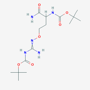 molecular formula C15H29N5O6 B13704672 (S)-2-(Boc-amino)-4-[(3-Boc-guanidino)oxy]butanamide 