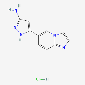 molecular formula C10H10ClN5 B13704690 3-Amino-5-(6-imidazo[1,2-a]pyridyl)pyrazole HCl 