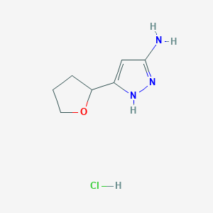 molecular formula C7H12ClN3O B13704732 3-Amino-5-(2-tetrahydrofuryl)-1H-pyrazole Hydrochloride 