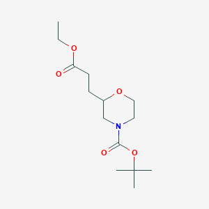 molecular formula C14H25NO5 B13704892 Ethyl (R)-3-(4-Boc-2-morpholinyl)propanoate 