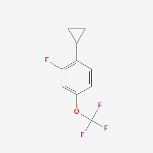 molecular formula C10H8F4O B13705040 1-Cyclopropyl-2-fluoro-4-(trifluoromethoxy)benzene 