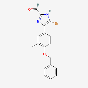 molecular formula C18H15BrN2O2 B13705045 4-[4-(Benzyloxy)-3-methylphenyl]-5-bromoimidazole-2-carbaldehyde 