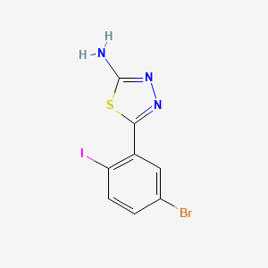 molecular formula C8H5BrIN3S B13705065 2-Amino-5-(5-bromo-2-iodophenyl)-1,3,4-thiadiazole CAS No. 830-75-1