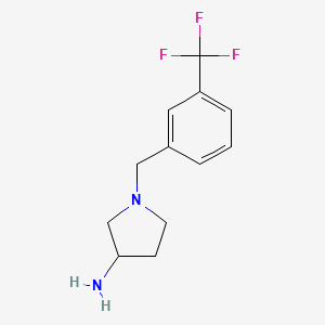 molecular formula C12H15F3N2 B1370507 1-{[3-(Trifluoromethyl)phenyl]methyl}pyrrolidin-3-amine 