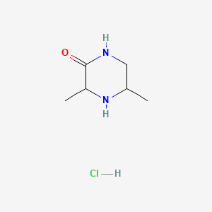 molecular formula C6H13ClN2O B13705141 3,5-Dimethylpiperazin-2-one;hydrochloride 