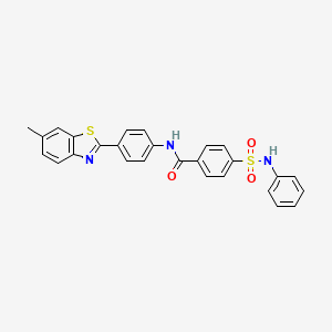 molecular formula C27H21N3O3S2 B13705225 N-(4-(6-Methylbenzo[d]thiazol-2-yl)phenyl)-4-(N-phenylsulfamoyl)benzamide 