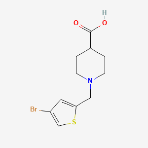 molecular formula C11H14BrNO2S B1370525 1-[(4-Bromothiophen-2-yl)methyl]piperidine-4-carboxylic acid 