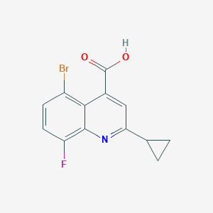 molecular formula C13H9BrFNO2 B13705334 5-Bromo-2-cyclopropyl-8-fluoroquinoline-4-carboxylic Acid 