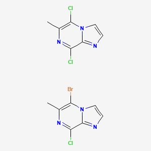 molecular formula C14H10BrCl3N6 B13705411 5,8-Dichloro-6-methylimidazo[1,2-a]pyrazine--5-bromo-8-chloro-6-methylimidazo[1,2-a]pyrazine 