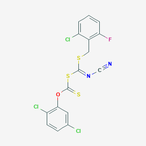 molecular formula C16H8Cl3FN2OS3 B13705679 S-[(2-Chloro-6-fluorobenzylthio)(cyanamide)methyl] O-(2,5-dichlorophenyl) carbonodithioate 