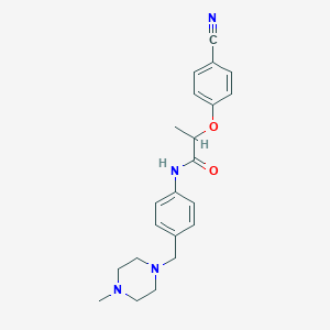 molecular formula C22H26N4O2 B13705725 2-(4-Cyanophenoxy)-N-[4-[(4-methyl-1-piperazinyl)methyl]phenyl]propanamide 